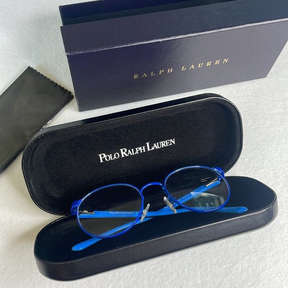 NEW Polo Ralph Lauren Blue Glasses with Case, Box, and Lens Cloth - Picture 13 of 15